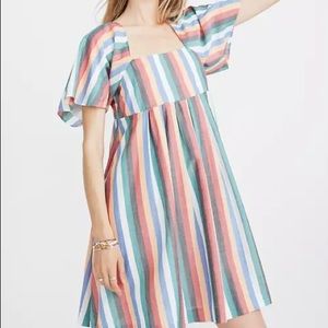 Madewell Square Neck Mini Dress Festival Stripe S